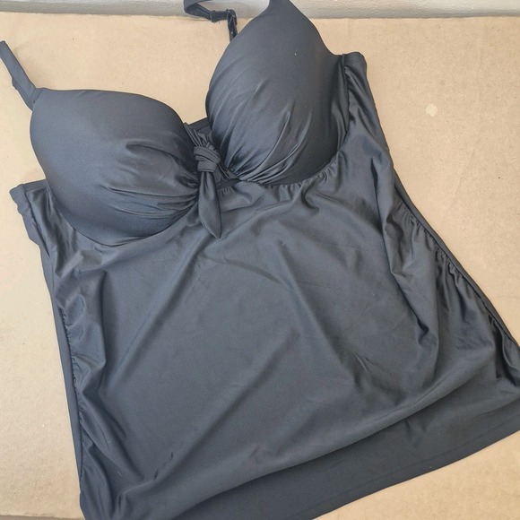 Cacique Other - Swim By Cacique Balconette Tankini Swim Top Women's 42DD Black Underwire